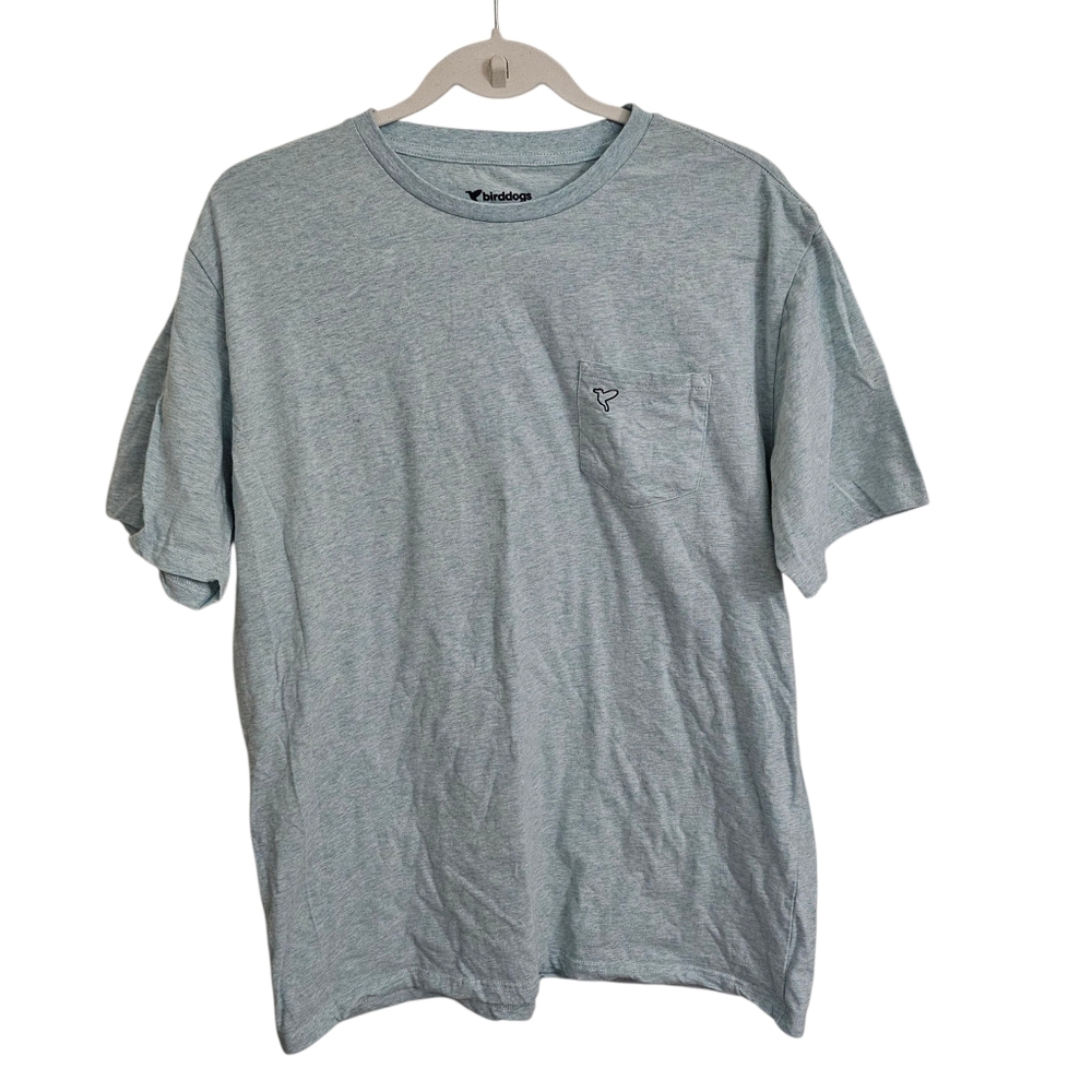Bird Dogs Shirt Mens XL Heather Blue Performance Pocket Crewneck Short Sleeve